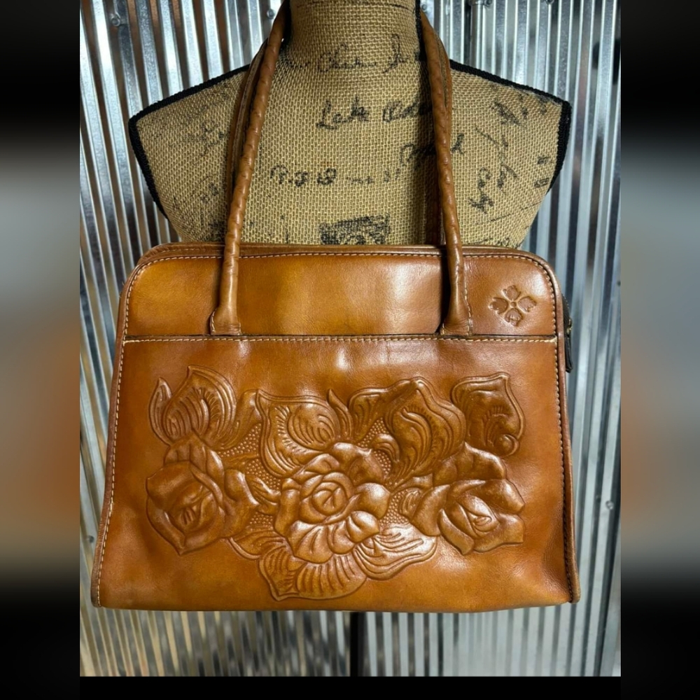 Patricia Nash large Paris satchel, tooled leather
